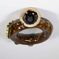 Antique Majolica “Ring” Jug with Wraparound Snake