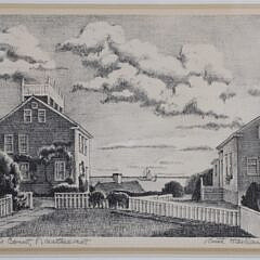 Ruth Havilland Sutton Etching “Gorham’s Court, Nantucket”