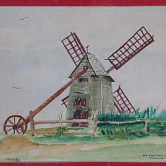 R. Woodbury Watercolor “Old Grist Mill, Nantucket”