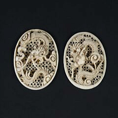 Pair of Chinese Finely Carved Dragon Garment Accessories