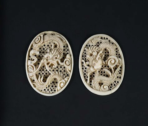Pair of Chinese Finely Carved Dragon Garment Accessories