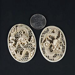 Pair of Chinese Finely Carved Dragon Garment Accessories, 19th Century