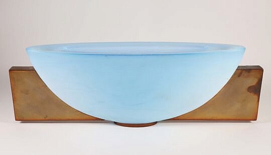 George Bucquet Cast Glass and Copper Leaf Bowl, 2003