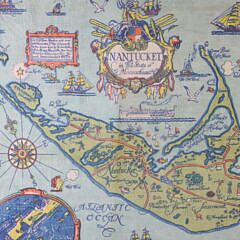 Tony Sarg Framed Linen Map of Nantucket Island