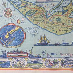 Tony Sarg Framed Linen Map of Nantucket Island