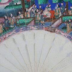 Chinese Export Painted Fan with 40 Figures, 19th Century