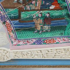Chinese Export Painted Fan with 40 Figures, 19th Century