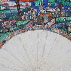 Chinese Export Painted Fan with 40 Figures, 19th Century