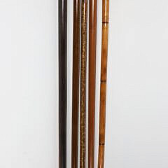 Collection of Five Carved Wood Various Dog’s Heads Walking Sticks