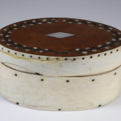 Whaleman Made Antique Whale Bone and Inlaid Wood Ditty Box, circa 1840