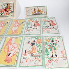 Twelve Vintage Tony Sarg Whimsical Printed Linen Table Napkin