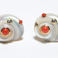14-5635 Trianon 18k Diamond Coral Shell Earrings A IMG_8803