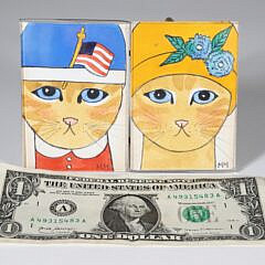 Two Maggie Meredith Miniature Cat Portraits