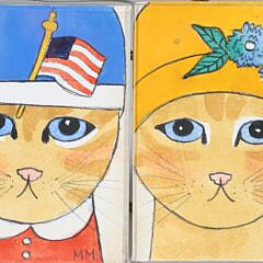 Two Maggie Meredith Miniature Cat Portraits
