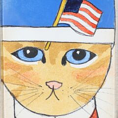 Two Maggie Meredith Miniature Cat Portraits