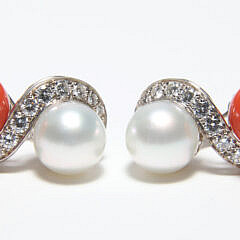 15-5635 18k Seaman Schepps Pearl Diamond Coral Earrings A IMG_8801