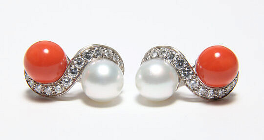 15-5635 18k Seaman Schepps Pearl Diamond Coral Earrings A IMG_8801