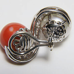 18k White Gold Seaman Schepps Pearl, Diamond, and Coral Clip Earrings