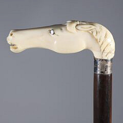 Carved Horse Head Grip Cane, 19th Century