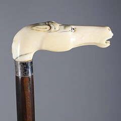 Carved Horse Head Grip Cane, 19th Century