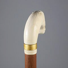 Finely Carved Horse Head Wearing Bridle Cane, 19th Century