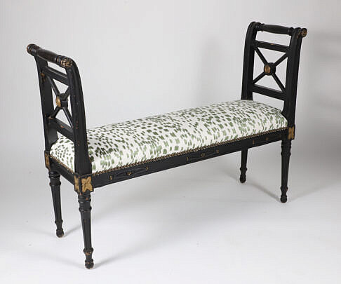 Ebonized and Upholstered Window Bench