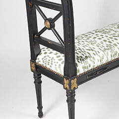 Regency-Style Window Bench with Upholstered Seat in Ebonized Finish