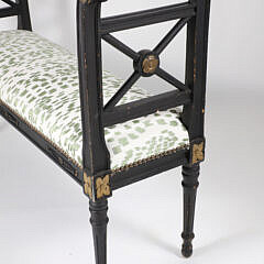 Regency-Style Window Bench with Upholstered Seat in Ebonized Finish