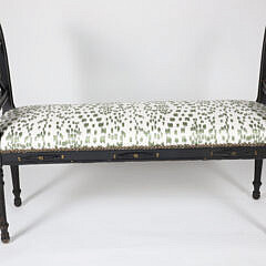 Regency-Style Window Bench with Upholstered Seat in Ebonized Finish