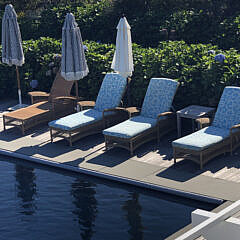 Set of Four Brown Jordan Resinweave Wicker Chaise Lounges