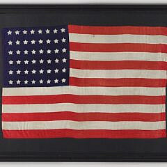 Framed Antique Silk 48 Star United States American Flag