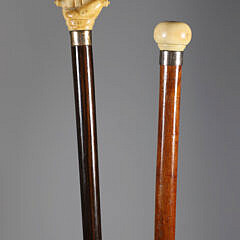 Two Whaler Made Walking Sticks, 19th Century