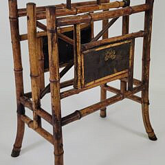 Antique Aesthetic Movement Bamboo and Lacquer Magazine Newspaper Rack
