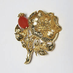 17-5635 Tiffany 18k Gold Coral Flower Brooch A IMG_8783