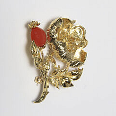 Tiffany & Co. 18k Gold and Coral Flower Brooch