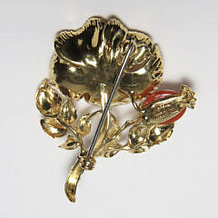 Tiffany & Co. 18k Gold and Coral Flower Brooch