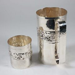 Israeli Sterling Silver Tumbler and Water Pitcher