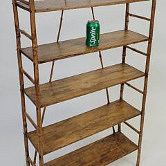 Large Antique Aesthetic Movement Bamboo and Pine Bookshelf
