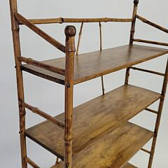 Large Antique Aesthetic Movement Bamboo and Pine Bookshelf