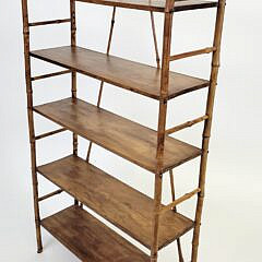 Large Antique Aesthetic Movement Bamboo and Pine Bookshelf