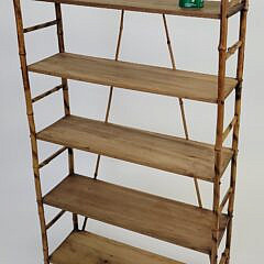 Large Antique Aesthetic Movement Bamboo and Pine Bookshelf