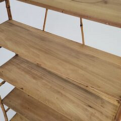 Large Antique Aesthetic Movement Bamboo and Pine Bookshelf