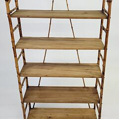 Large Antique Aesthetic Movement Bamboo and Pine Bookshelf