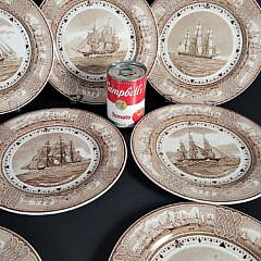 Set of Twelve Vintage Wedgwood American Clipper Ship Porcelain Plates