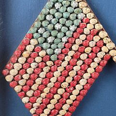 Framed Antique Sea Shell Work Patriotic Crossed American Flags
