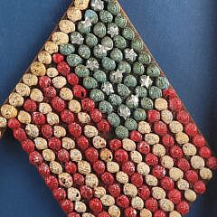 Framed Antique Sea Shell Work Patriotic Crossed American Flags