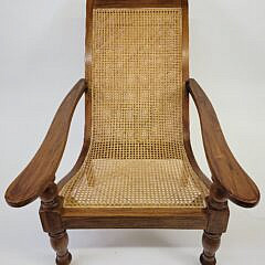 Vintage Anglo Indian Teakwood Plantation Chair and Ottoman