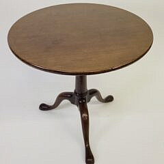 Antique Queen Anne Walnut Tilt Top Birdcage Tea Table