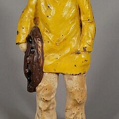 Large Vintage Figural Cast Iron Nautical Old Salt Fisherman Doorstop