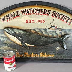 Vintage Style Nautical Whale Watchers Society Painted Advertising Sign